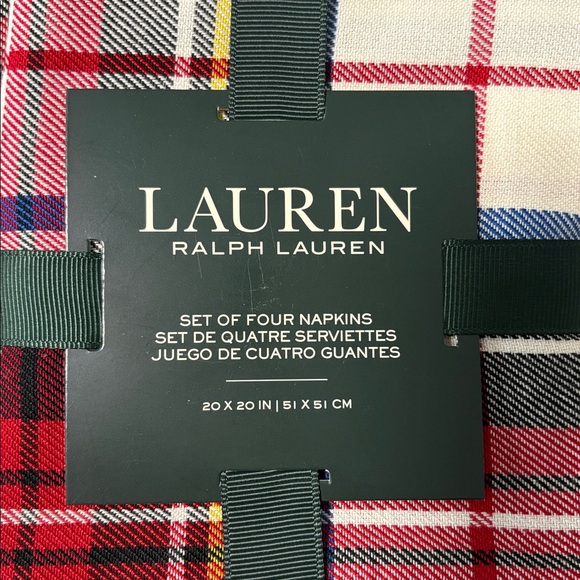 Lauren Ralph Lauren Set of 4 Tartan Plaid Dinner Napkins - Picture 3 of 7
